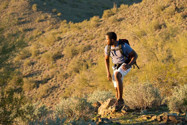 Person Climbing at high altitude