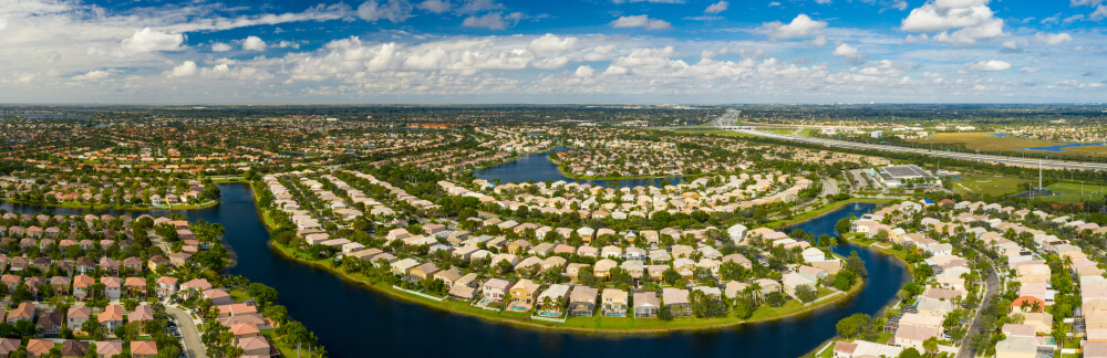 aerial view of neighborhoods in pembroke pines florida
