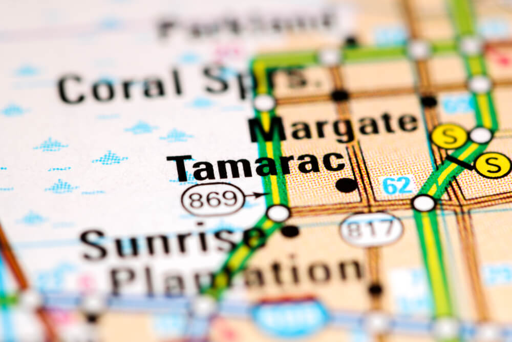 Tamarac. Florida. USA on a map