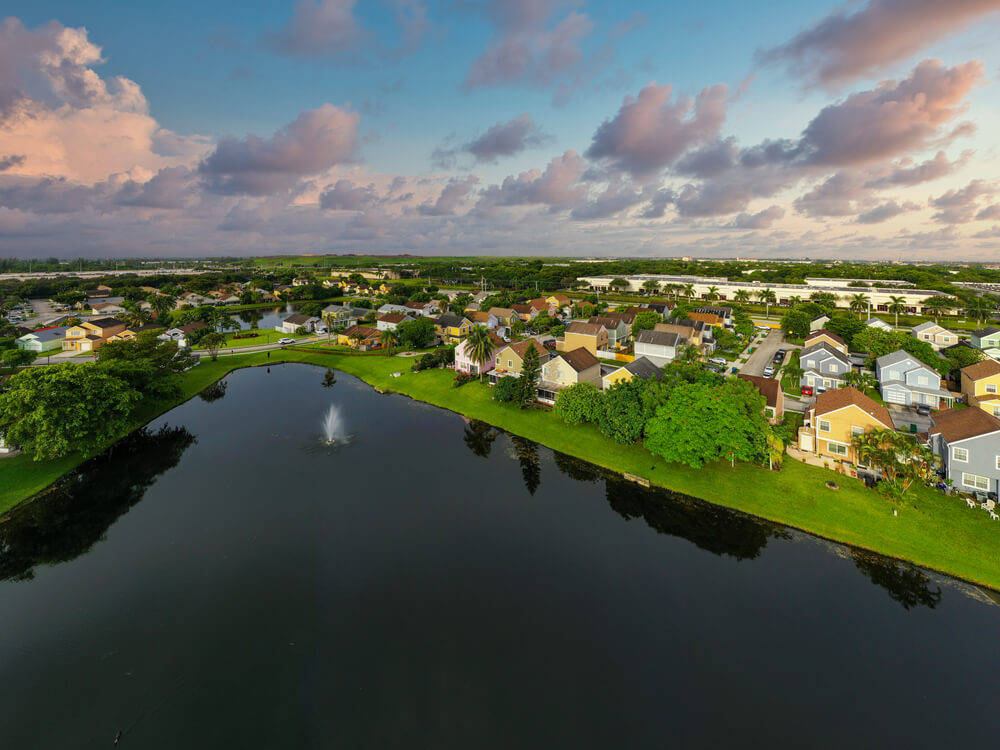 Aerial photo residential neighborhoods Miramar Florida USA