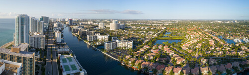 Aerial image of Hollywood Lakes and Beach Florida, USA