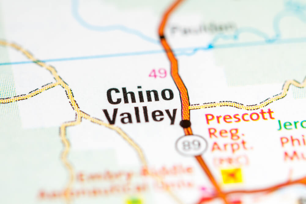 Chino Valley. Arizona. USA on a map