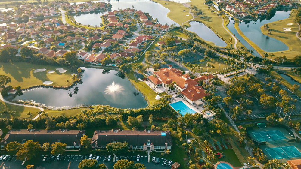 Aerial view of golf course in Doral FL 