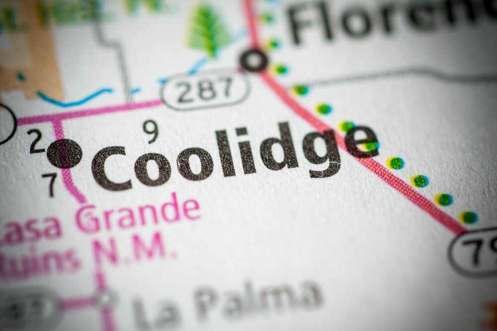 Coolidge on a Map in Arizona for IV therapy 