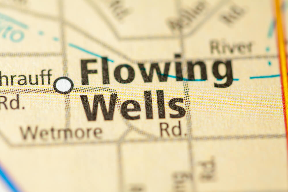 Flowing Wells in Arizona on a map for IV therapy 
