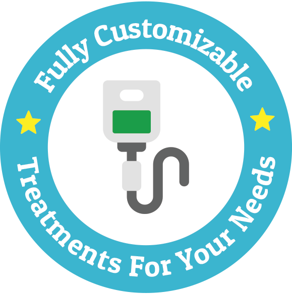 a badge that says fully customizable treatments for your needs