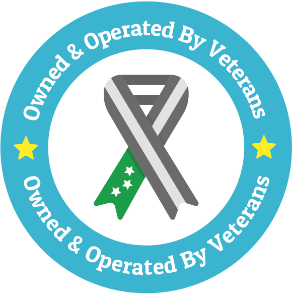 a logo that says owned and operated by veterans