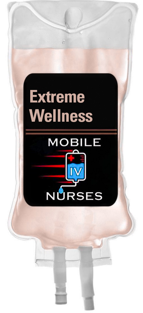 IV bag that says extreme wellness mobile iv nurses