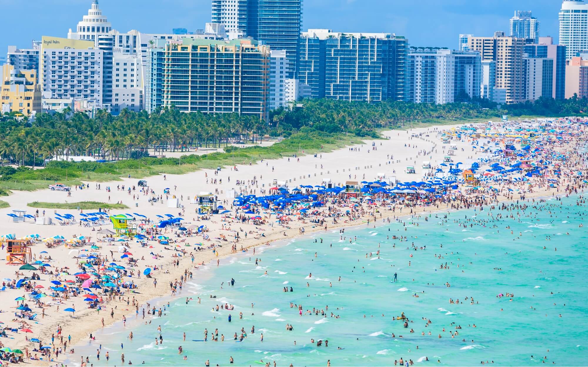 A busy Florida beach during spring break